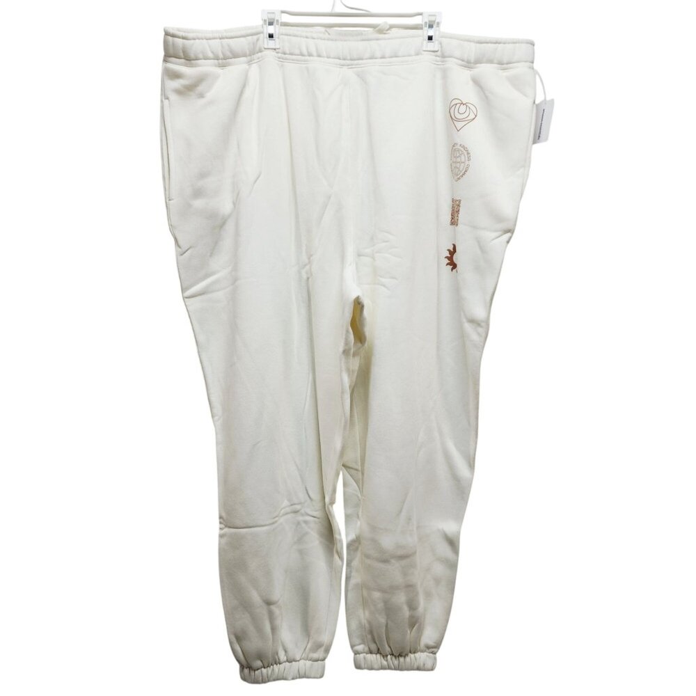 White Womens Sweatpants 4XL Plus Size Elastic Waistband Drawstring  Knowledge